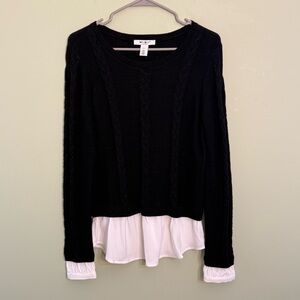 White House Black Market sweater, blouse combination woman M cable minimalist